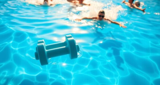 pool fitness with dumbbells