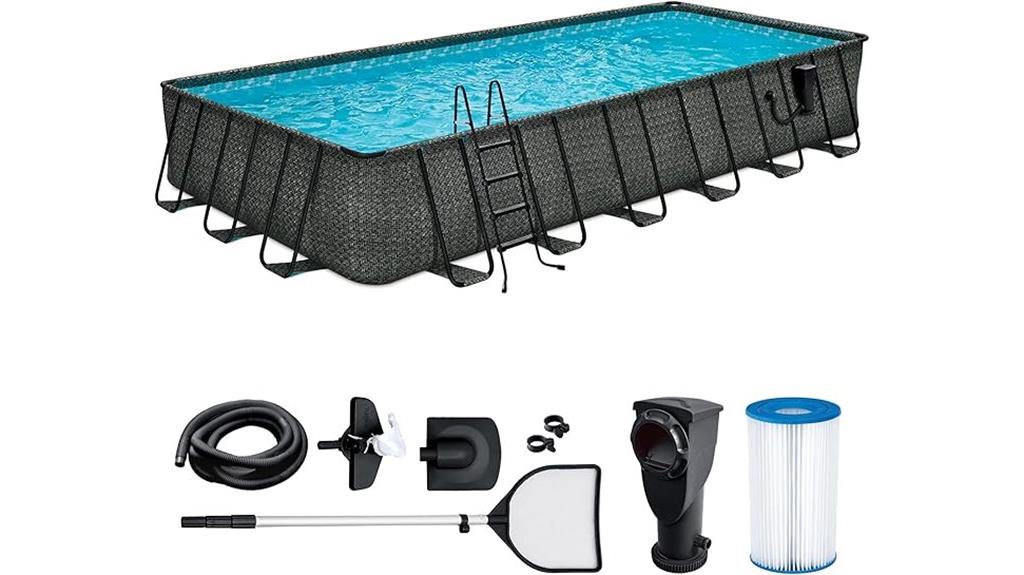 rectangular outdoor swimming pool