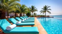 relaxing seating by pool