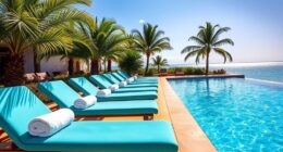 relaxing seating by pool