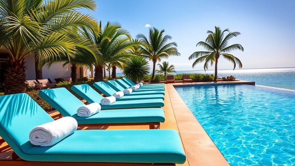 relaxing seating by pool