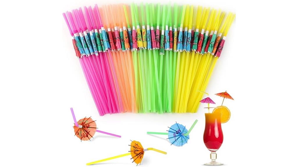 tropical party umbrella straws