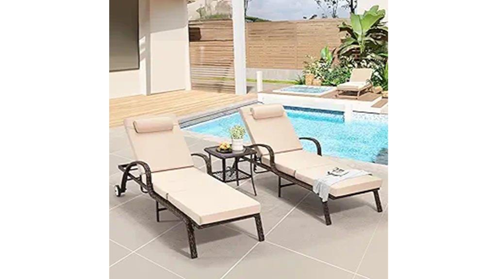 wicker chaise lounge set