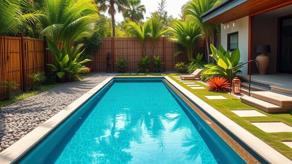 serene poolside landscape design