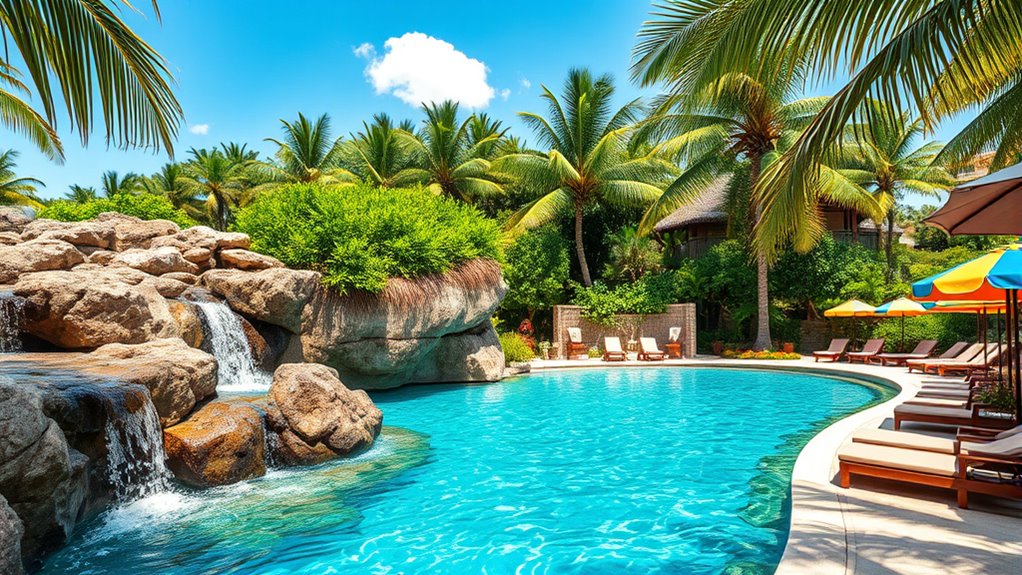 themed pool water features