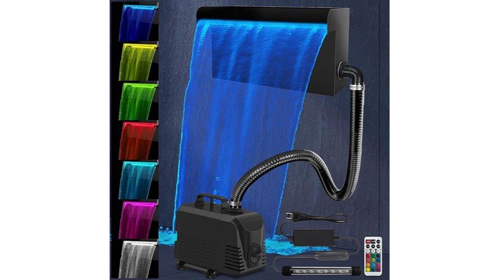 elegant pond waterfall lighting