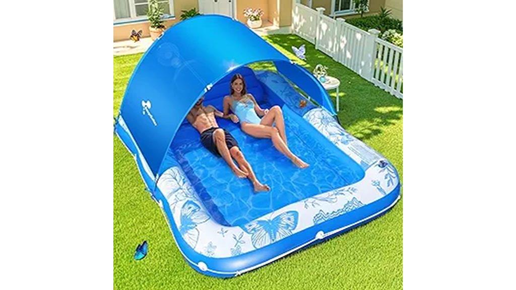 inflatable sunbathing lounge with canopy
