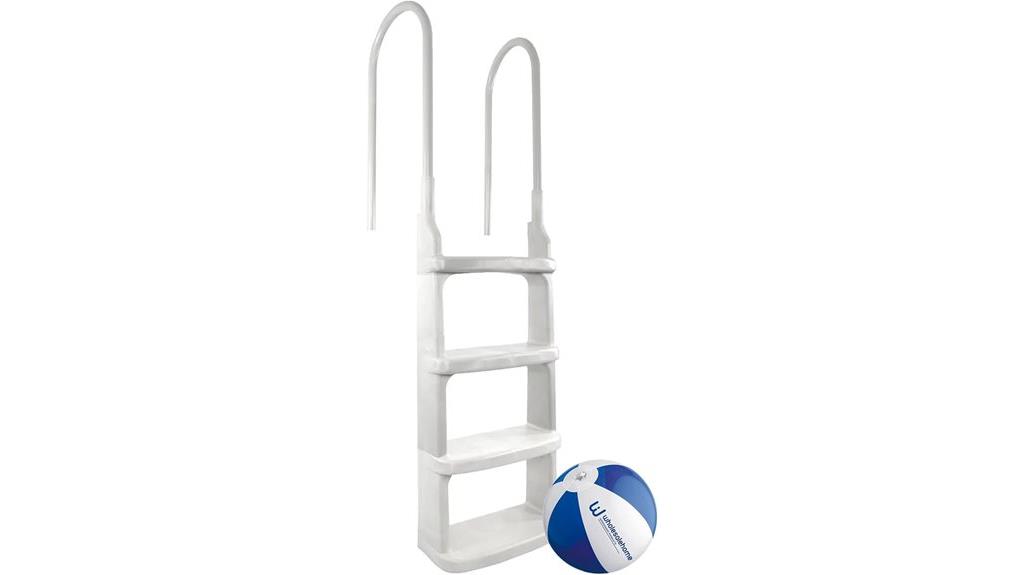 pool ladder with beach ball