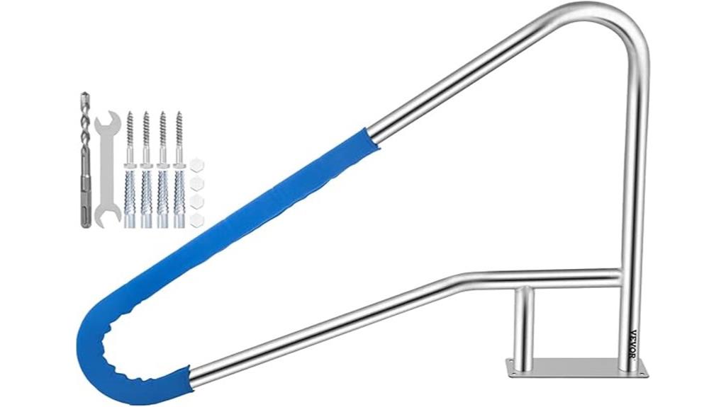 stainless pool handrail blue