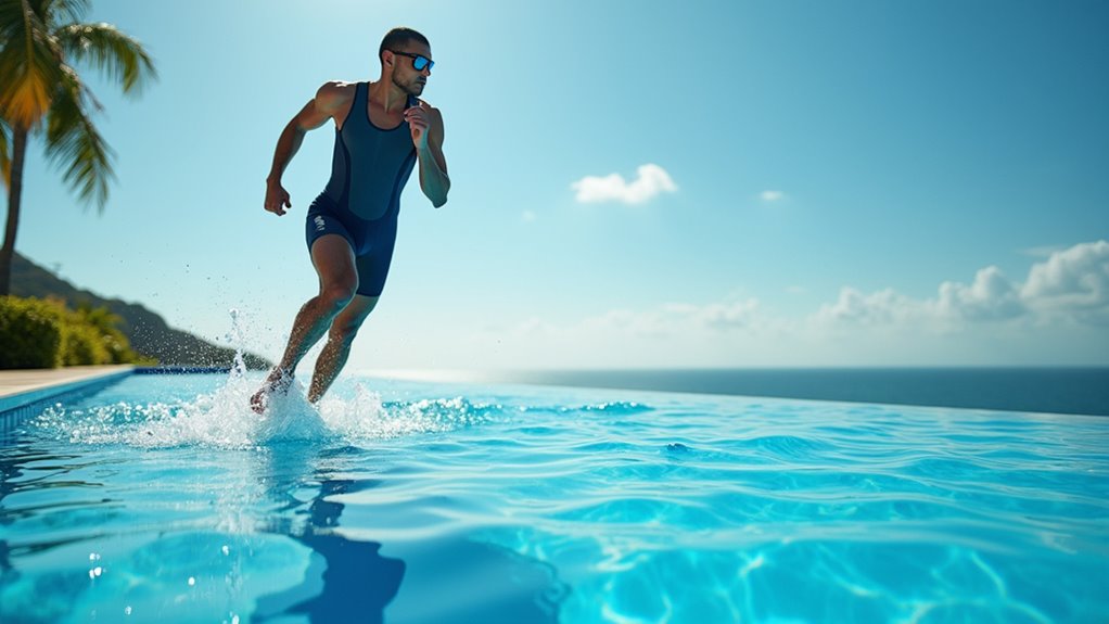training laps in water