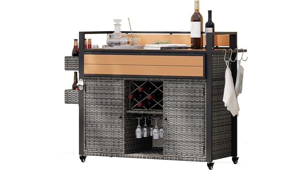 wicker grill cart