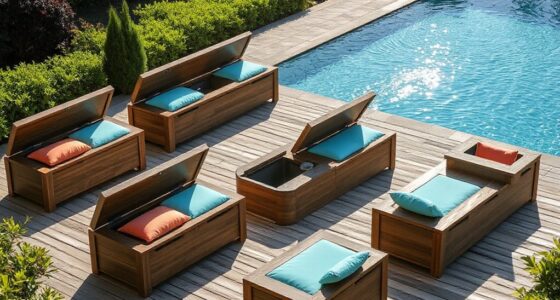 top pool deck storage benches