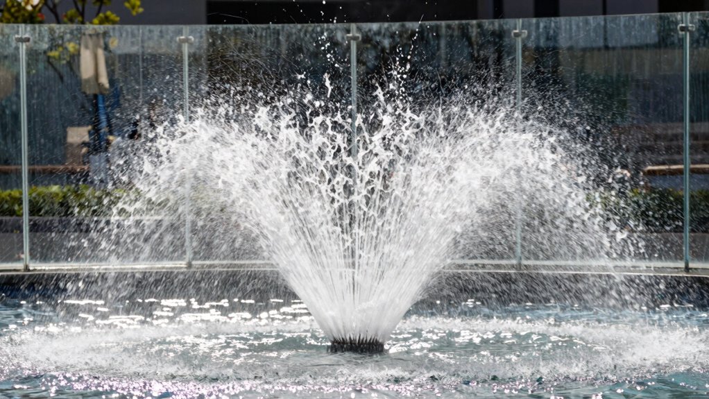 wind disrupts water displays