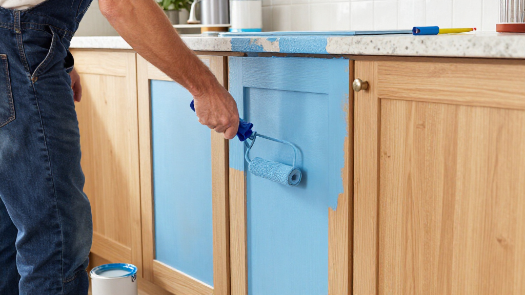 “Outdated” Oak Cabinets Got A Serene Blue Makeover For Under $2,000